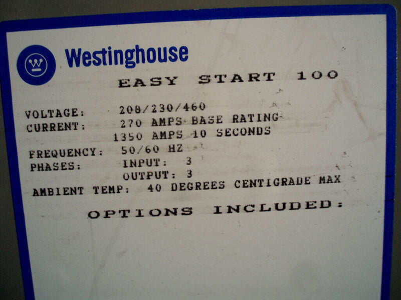 Westinghouse Easy Start 100 Starter Control Panel – 200 HP Westinghouse 
