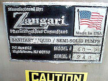 Zangari Sanitary Liquid/Semi-Solid Pneumatic Pump Zangari 
