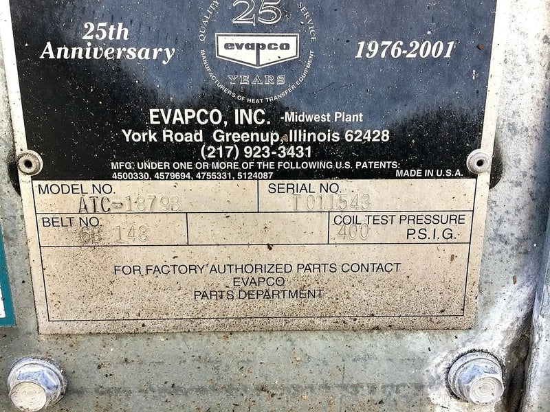 Evapco ATC-1879B Evaporative Condenser (940 Nominal Tons,1-15 HP Motor, 2 Tower Units)