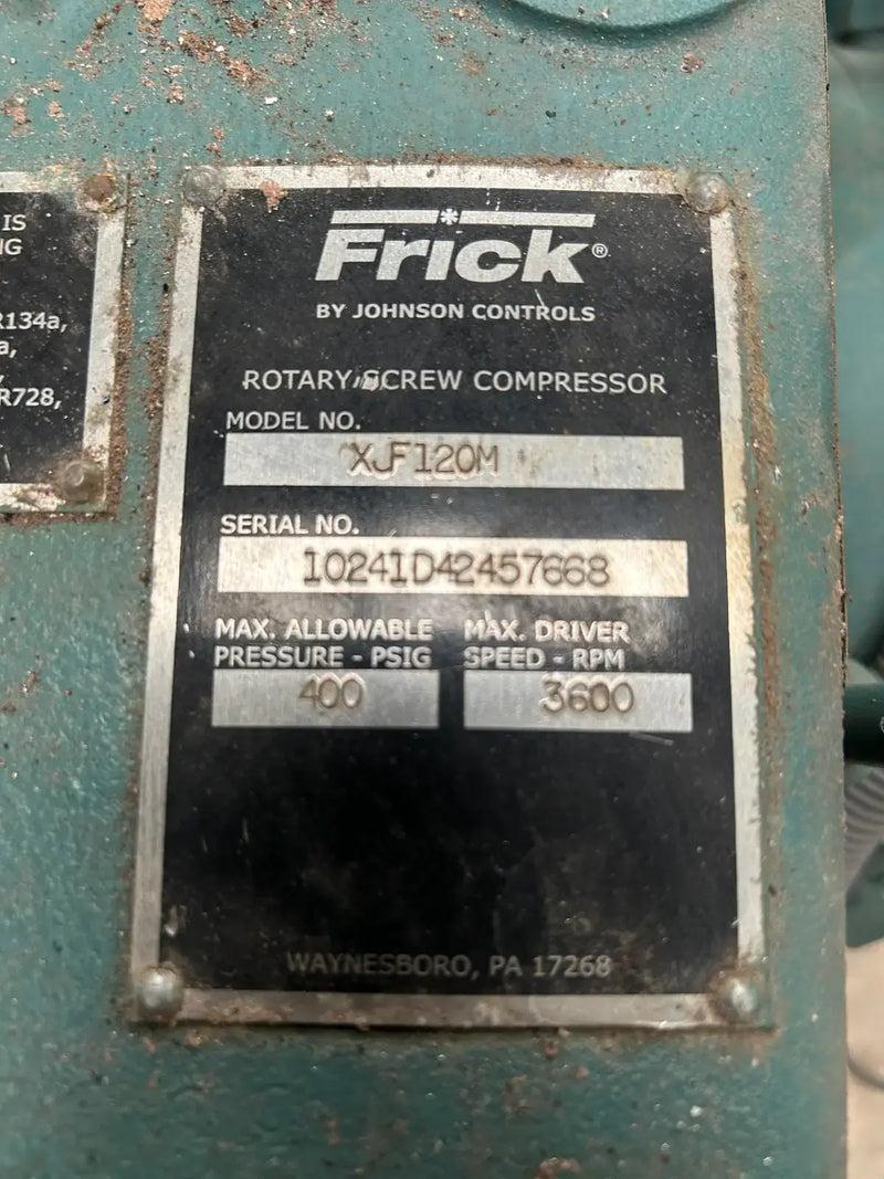 Frick RXF-30 Rotary Screw Compressor Package (Frick XJF120M, 75 HP, 230 V)