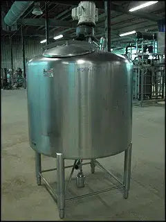 APV Crepaco Tanque de mezcla de acero inoxidable con parte superior cónica y parte superior de cono - 325 galones