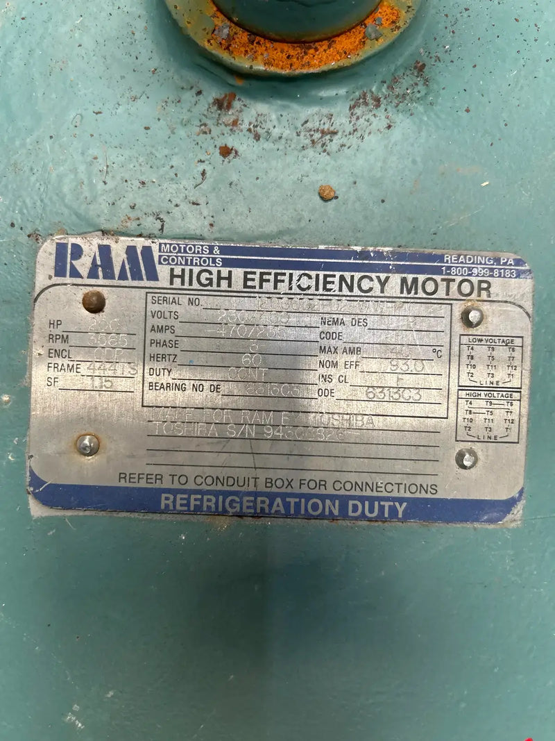 Ram Industries High Efficiency Electric Motor (200 HP, 3565 RPM, 230/460 Volts)