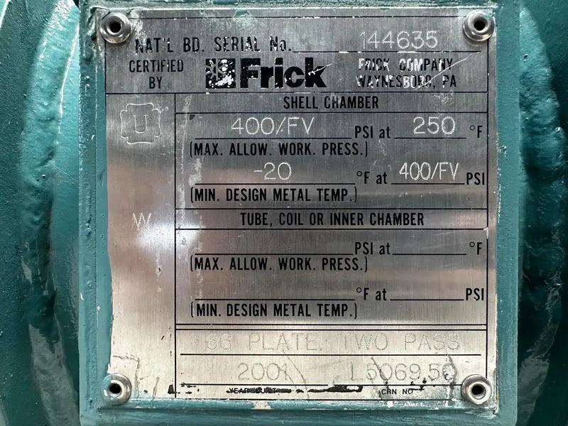 Paquete de compresor de tornillo rotativo Frick RWF-222 B (Frick SGC2317, 175 HP 460 V, panel de control Frick Micro)