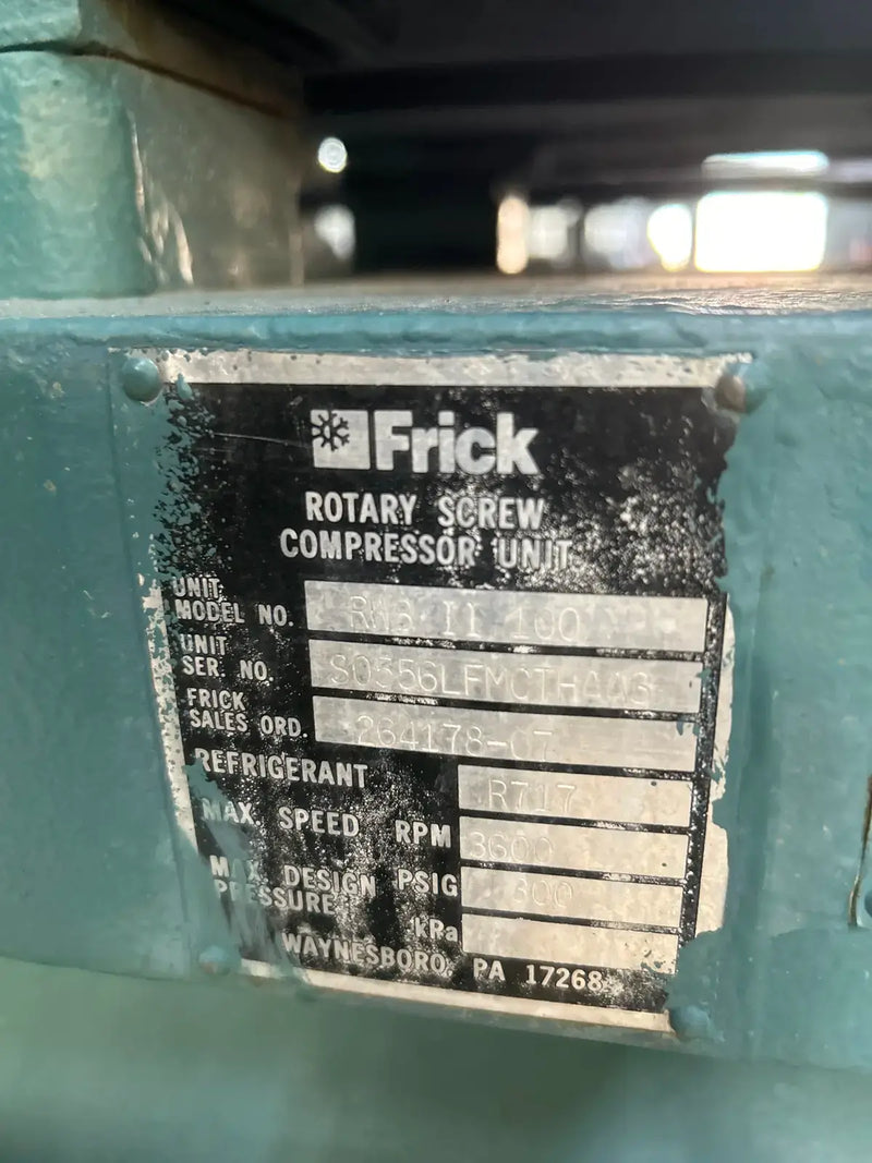 Frick RWB-II-100 Rotary Screw Compressor Package (Frick TDSH193S, 250 HP 230/460 V, Frick HD Micro Control Panel)