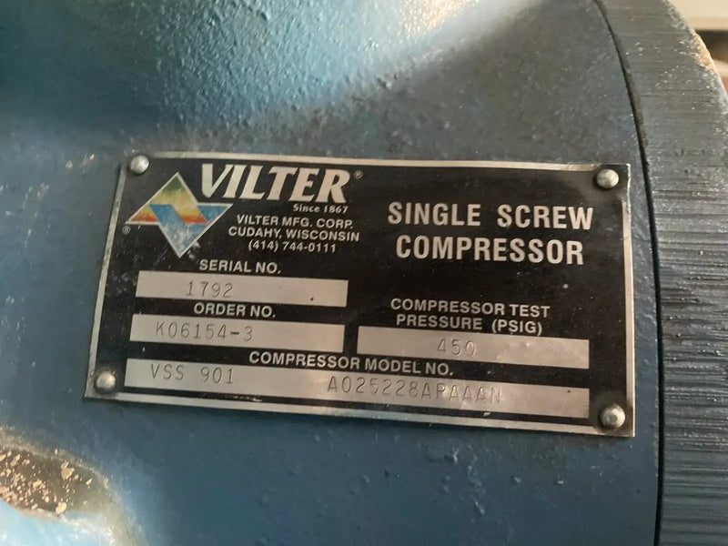 Paquete de compresor de tornillo rotativo Vilter (Vilter VSS-901, 400 HP, 460 V, FALTA PANEL DE CONTROL)