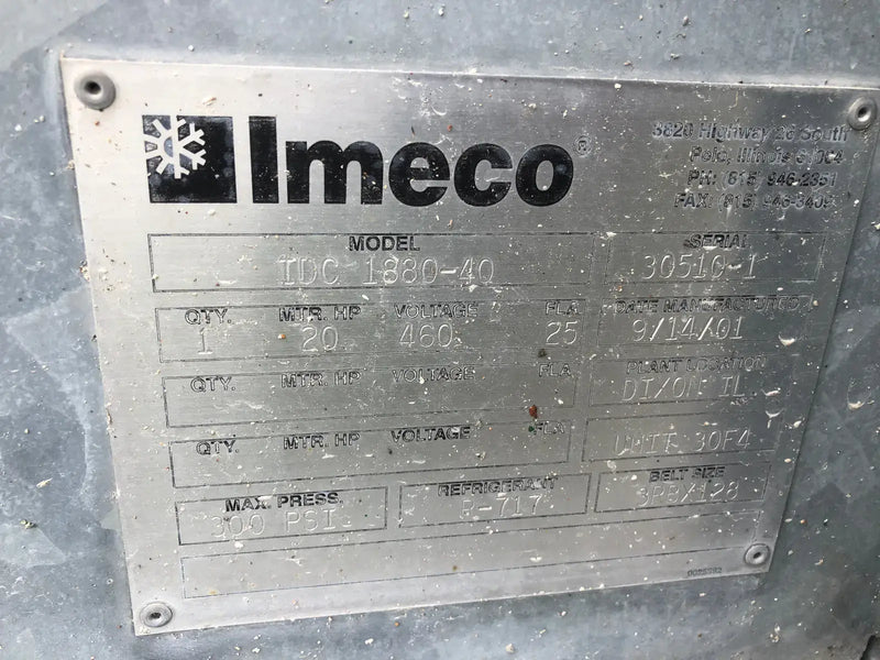 Condensador evaporativo Imeco IQD-1880-4Q (470 toneladas nominales, motor de 1-20 HP)