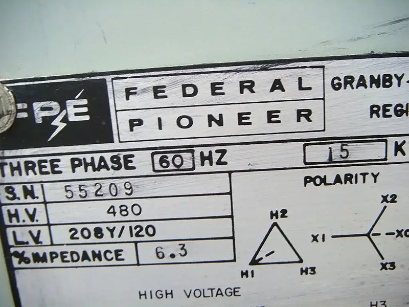 Federal Pioneer 15 KVA Dry Type Transformer