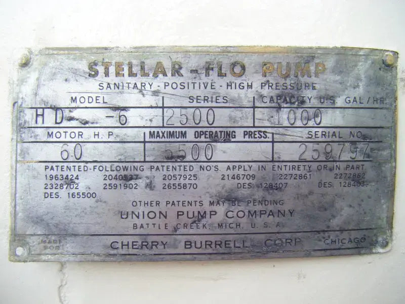 Homogeneizador con válvula de bola Cherry-Burrell Stellar-Flo - 5500 PSI