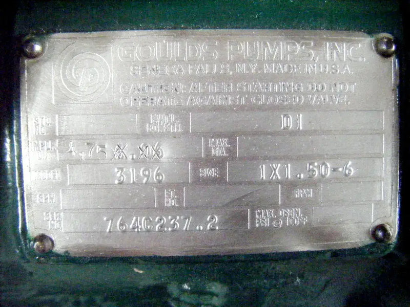 Goulds 3196 Centrifugal Pump (5 HP, 70 GPM Max)