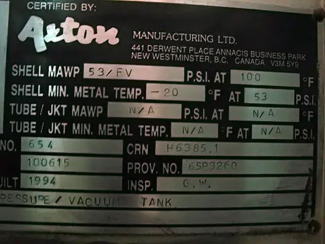 Axtons Manufacturing, Ltd. Tanque de presión/vacío de acero inoxidable - 47 galones