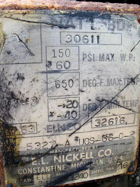 E.L. Nickell Horizontal Ammonia Receiver - 885 Gallons