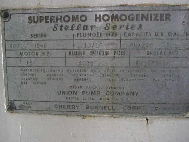 Cherry Burrell Stellar-flo Homogenizer - 3200 PSI