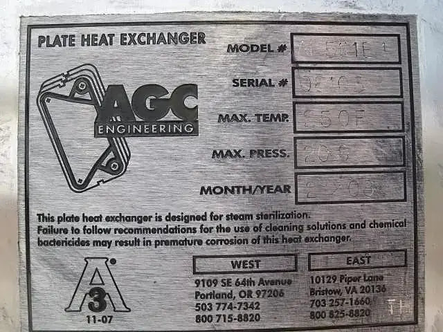 Marco del intercambiador de calor de placas R51 de AGC Engineering