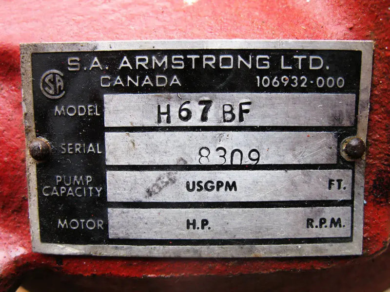 SA Armstrong LTD. Bomba Centrífuga H67BF (1 HP)
