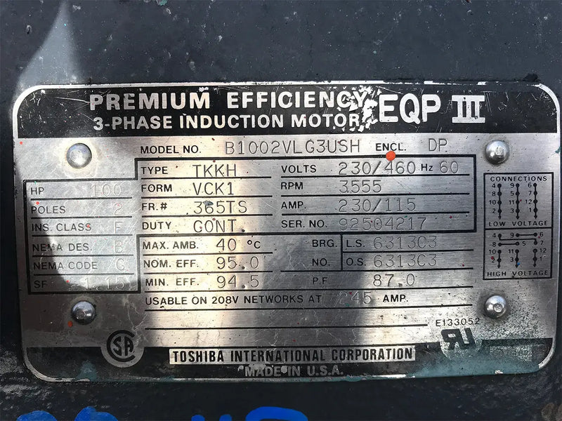 Frick RXB-39 Rotary Screw Compressor Package (Frick XJS120L, 100 HP 208-230/460 V, Frick Micro Control Panel)