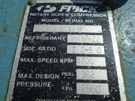 Paquete de compresor de tornillo rotativo Frick RXB-39 (Frick XJS120L, panel de control Frick Micro)