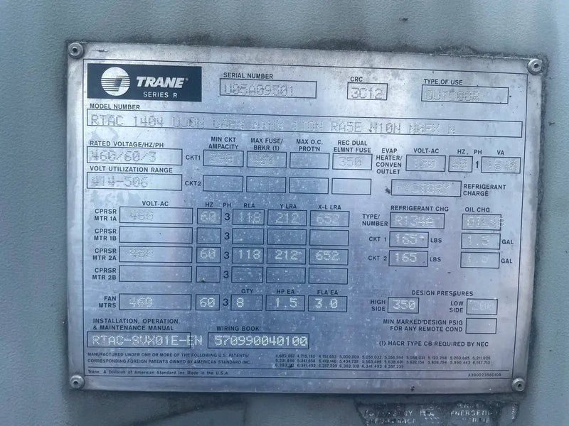 Enfriadora Trane RTAC refrigerada por aire Serie R (140 TR)