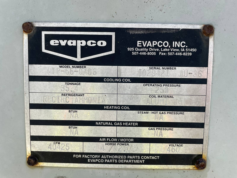 Evapco NTP-66-0406 Ammonia Evaporator Coil- 44 TR, 4 Fans (Low Temperature)
