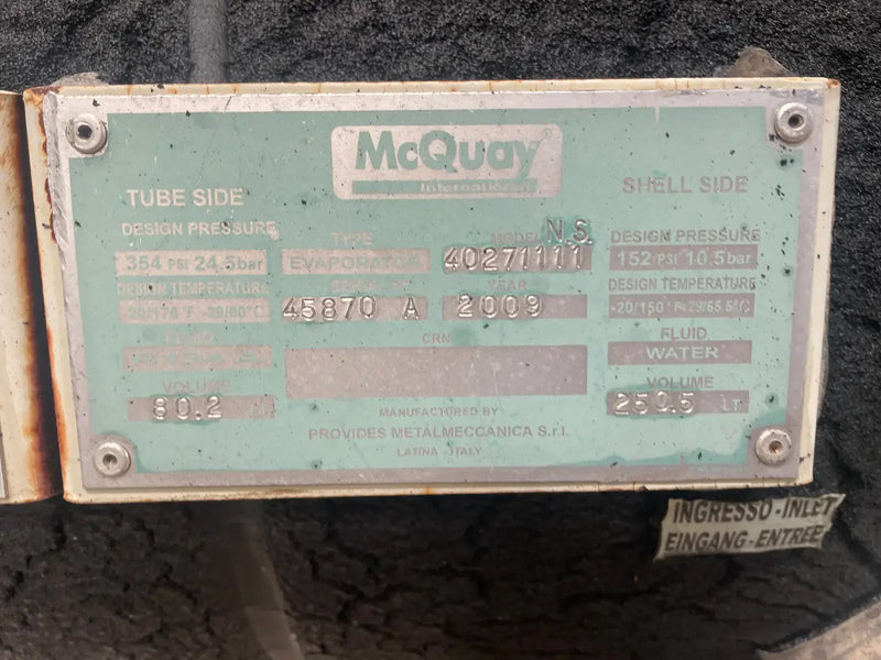 McQuay AGS250DSHNN-ER10 Air Cooled Water Chiller (225 Tons, Unused)