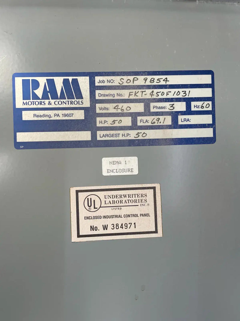 Arrancador de motor de compresor de tornillo Ram Industries (50 HP, 460 voltios, 60 Hz)