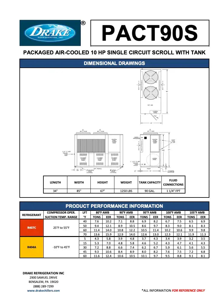 Drake Refrigeration Air-Cooled Chiller with Tank