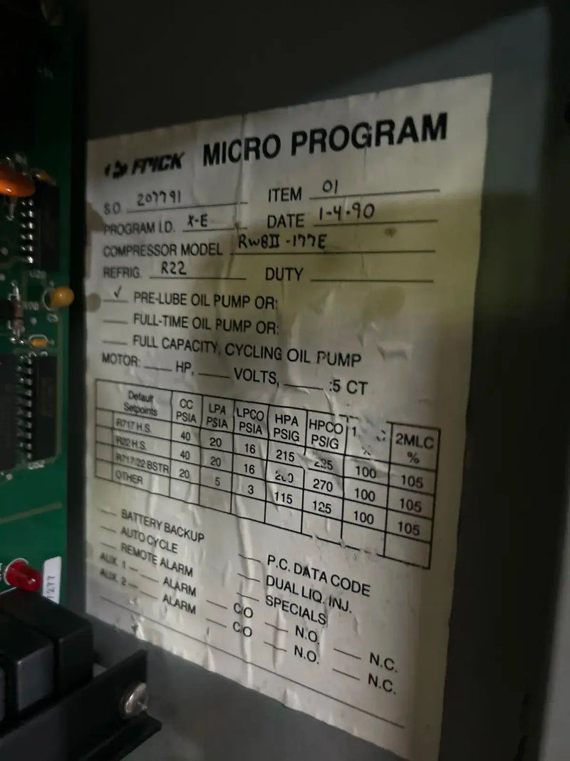 Frick RWB-II-177H Rotary Screw Compressor Package (Frick TDSH233S, 400 HP 460 V, Frick RWB-II Plus Micro Control Panel)