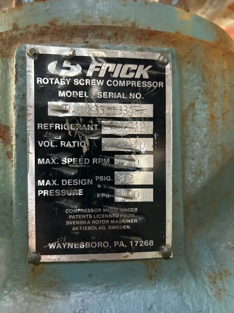 Frick RWB-II-177H Rotary Screw Compressor Package (Frick TDSH233S, 400 HP 460 V, Frick RWB-II Plus Micro Control Panel)