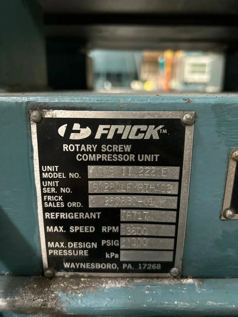 Frick RWB-II-222E Rotary Screw Compressor Package (Frick TDSH233L, 400 HP 460 V, Frick RWB-II Micro Control Panel)