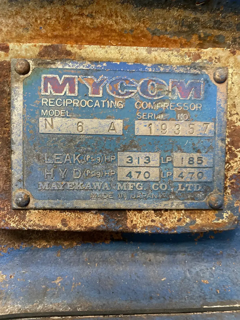 Mycom N6A 6-Cylinder Reciprocating Compressor (Belt Driven)