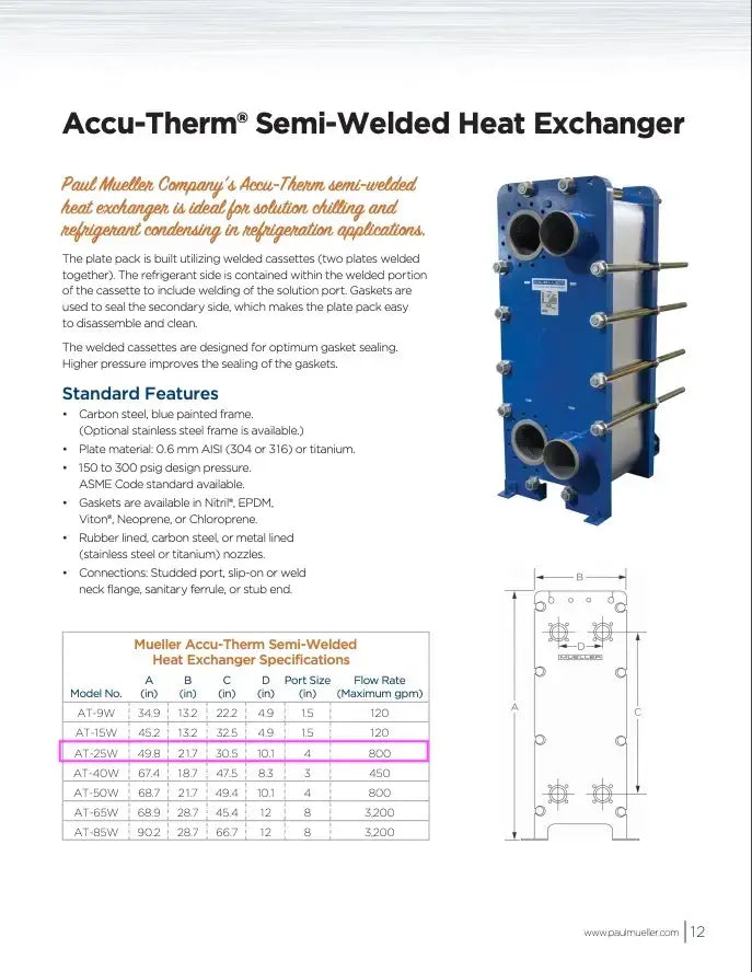 Mueller AT25W Accu-Therm Semi-Welded Plate Heat Exchanger