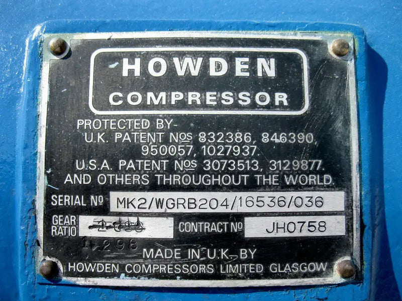 Howden WGRB-204/1.65 Rotary Screw Compressor Package (Howden, 150 HP 230/460 V, MISSING MICRO PANEL, Packaged by Reco)