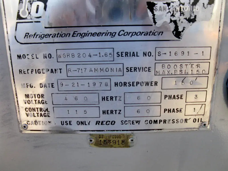 Howden WGRB-204/1.65 Rotary Screw Compressor Package (Howden, 150 HP 230/460 V, MISSING MICRO PANEL, Packaged by Reco)