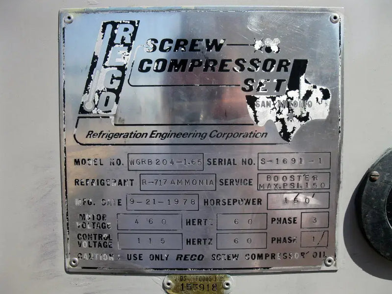 Howden WGRB-204/1.65 Rotary Screw Compressor Package (Howden, 150 HP 230/460 V, MISSING MICRO PANEL, Packaged by Reco)