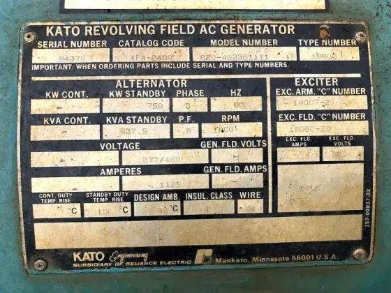 Cummins/Kato KTA-2300-6 Diesel Generator Set (937.5 KVA)