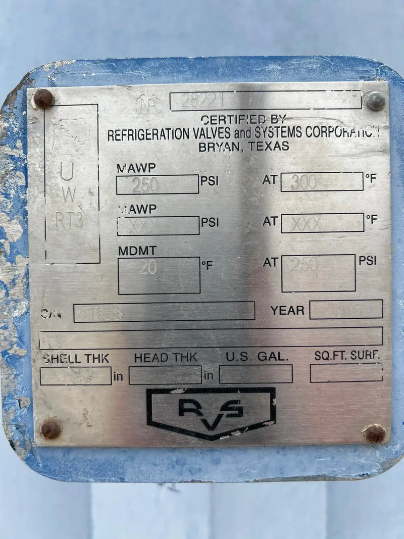 RVS MVI-42 Vertical Ammonia Intercooler (42in X 134in. 732 Gallons)