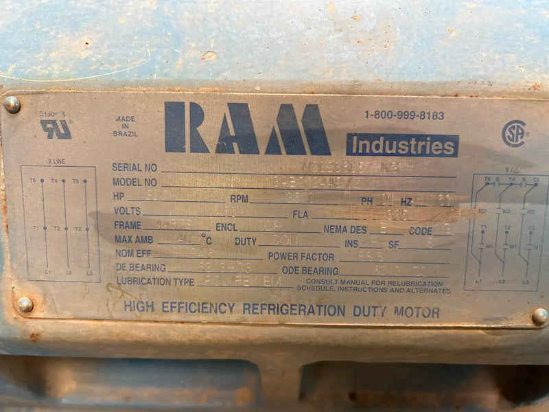 Ram Industries High-Efficiency Electric Motor (300 HP, 3570 RPM, 460 V)