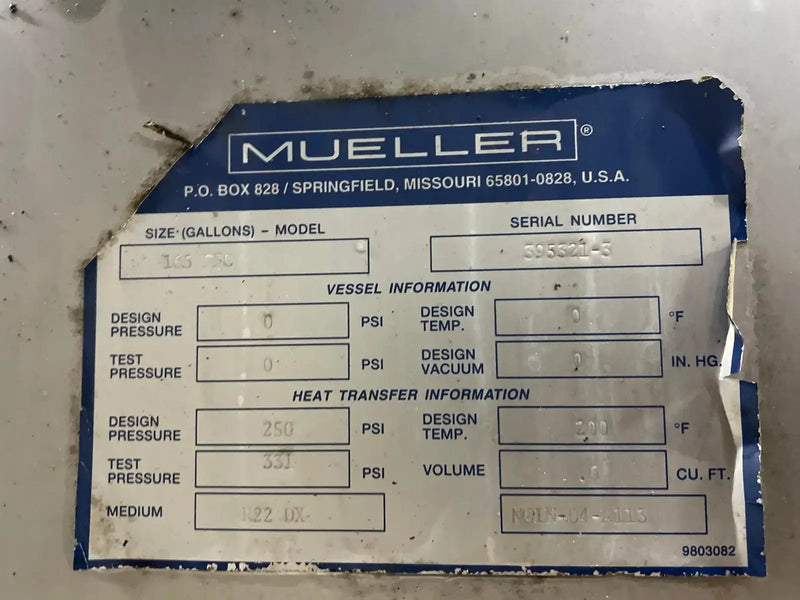 Enfriador de placas Mueller 165 FFC (6 placas de acero inoxidable 3X5)