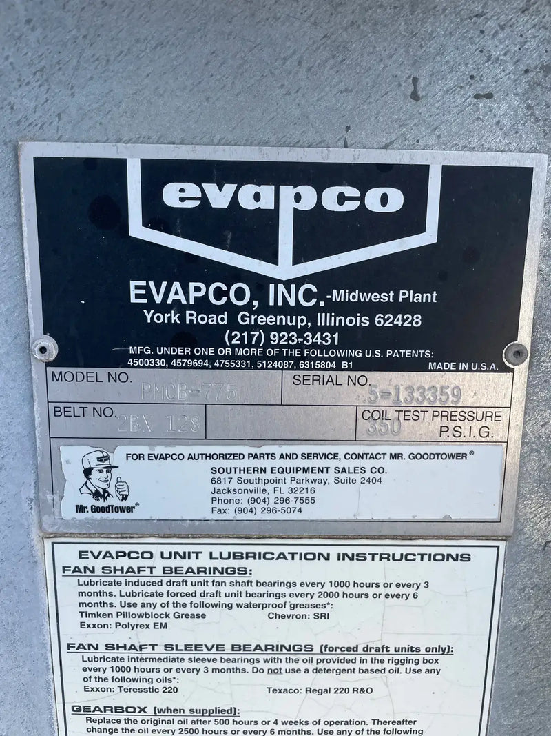 Evapco PMCB-775 Evaporative Condenser (775 Nominal Tons, 3 Motors, 1 Tower Unit)