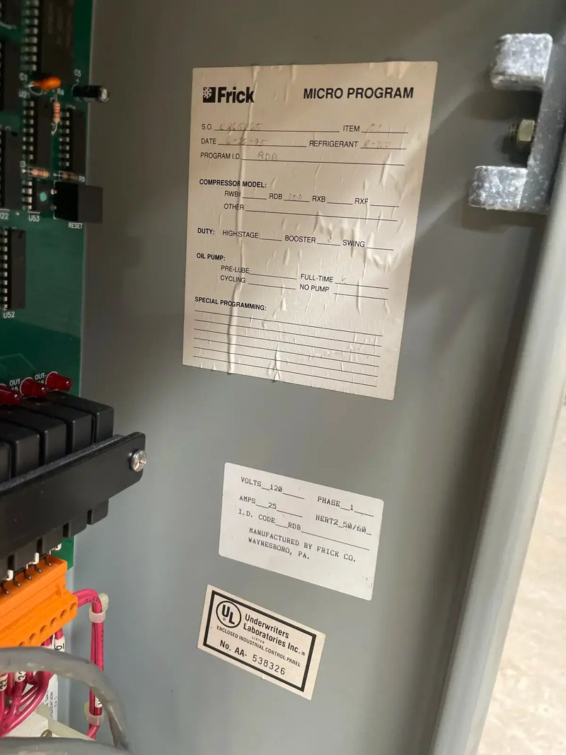 Frick RDB-100B Rotary Screw Compressor Package (Frick TDSL193S, 75 HP 460 V, Frick Micro Control Panel)