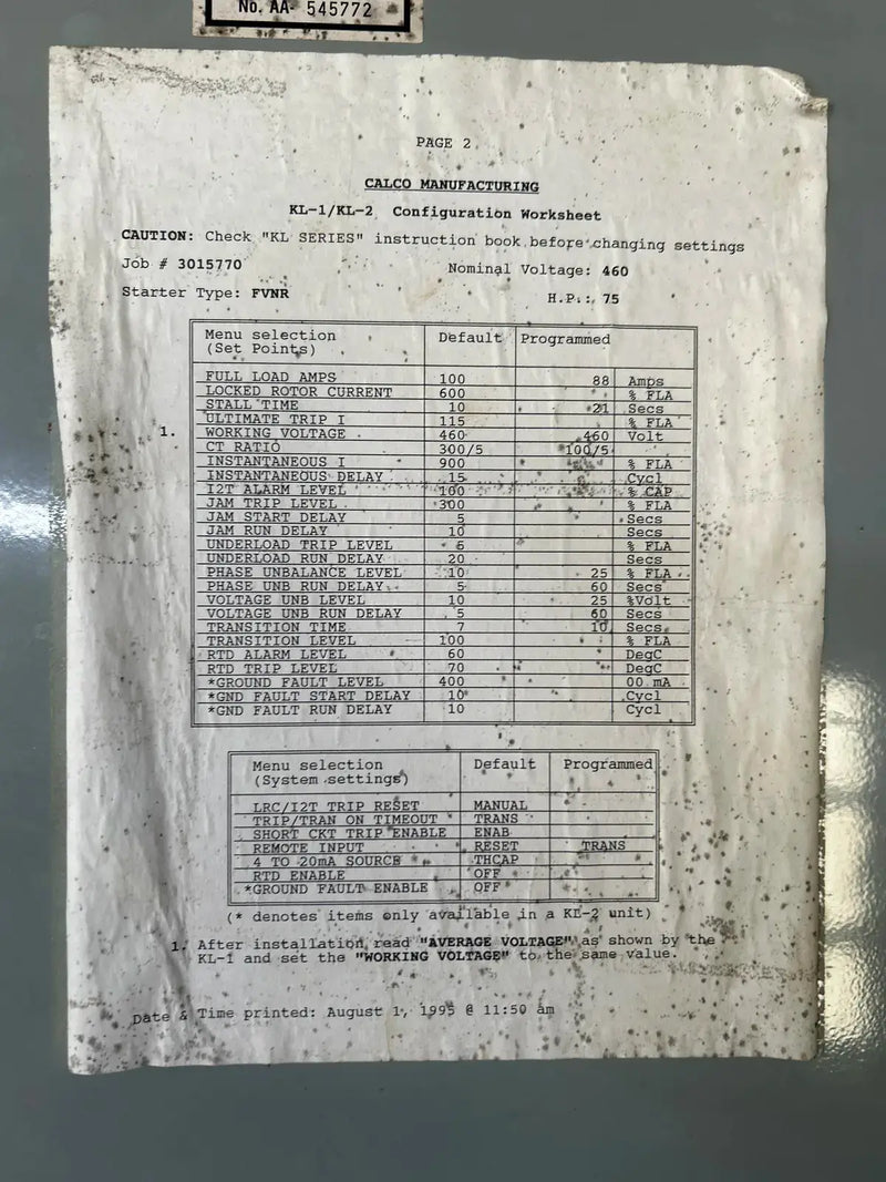 Ram Industries Screw Compressor Motor Starter (75 HP, 460 Volts, 60 Hz)