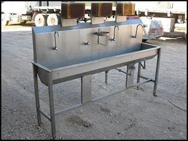 Stainless Steel Four Station Industrial Hand Wash Sink - 40 Gallons