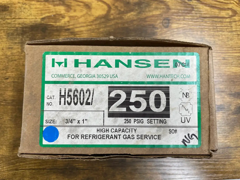 Presión de refrigerante Hansen - Válvula de alivio (amoniaco, 250 PSIG)