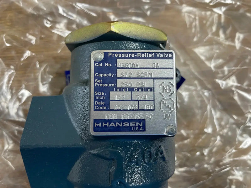 Presión de refrigerante Hansen - Válvula de alivio (amoniaco, 250 PSIG