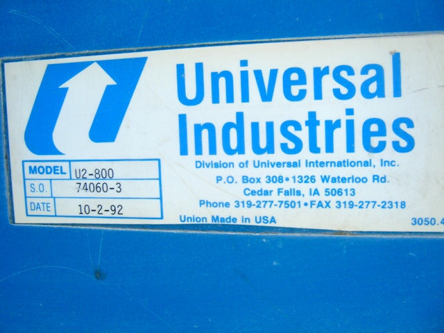 1992 Universal International, Inc. / Universal Industries Vertical Bucket Elevator Universal International, Inc. / Universal Industries 