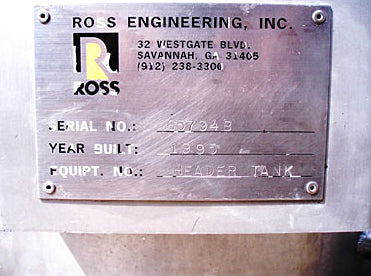 1995 Ross Stainless Steel Header Tank Ross 