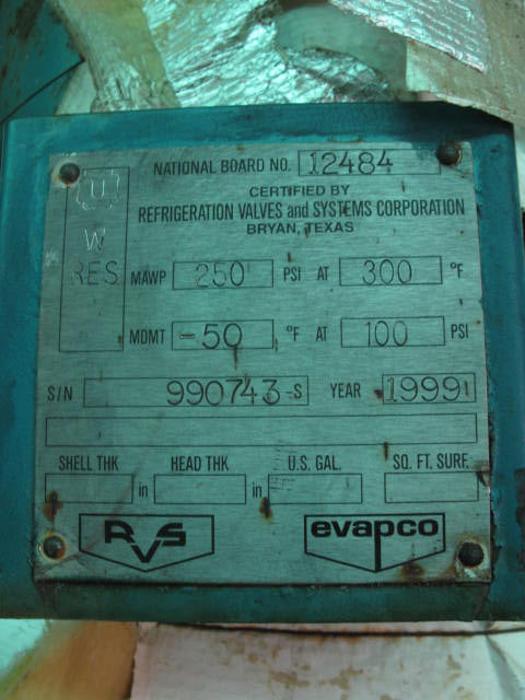 1999 RVS / Evapco Freon Recirculating System – 24 in. Dia. x 10 ft. 5 in. H. RVS / Evapco 