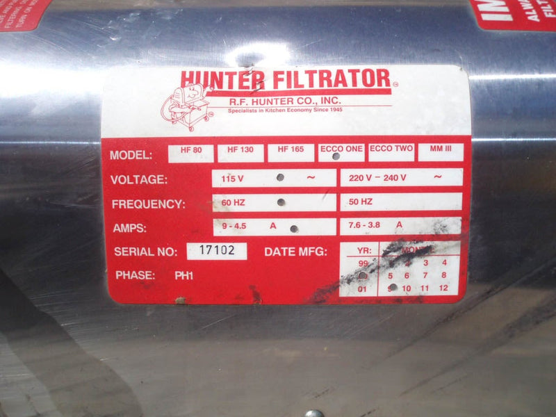 2000 R.F. Hunter Co., Inc. Power Unit for a Filtrator R.F. Hunter Co., Inc. 