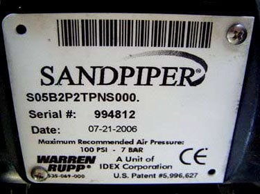 2006 Warren Rupp Sandpiper® Double Diaphragm Pump Warren Rupp 