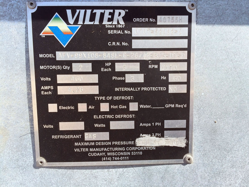 2007 Vilter Air Cooled Condenser / Cooler Vilter 