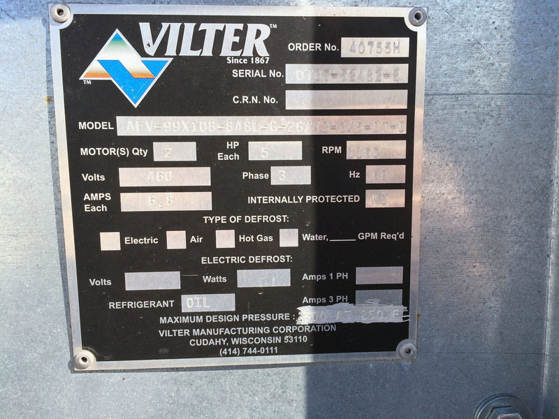 2007 Vilter Air Cooled Condenser / Cooler Vilter 